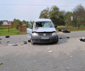 Wypadek z udziałem motocyklisty w Zręcinie na Podkarpaciu
