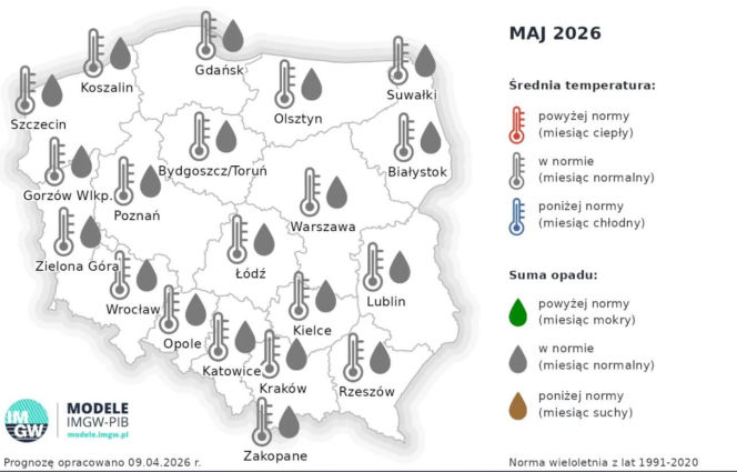 Pogoda na maj 2026