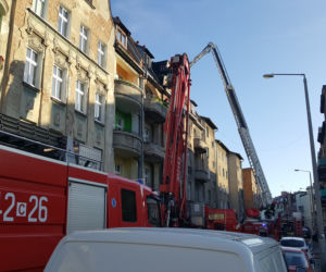 Pożar w kamienicy przy ulicy Kościuszki w Grudziądzu. Paliło się poddasze budynku