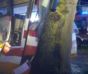 Autobus z dziećmi uderzył w drzewo! Są ranni. Dramat w Trzebiechowie [GALERIA]