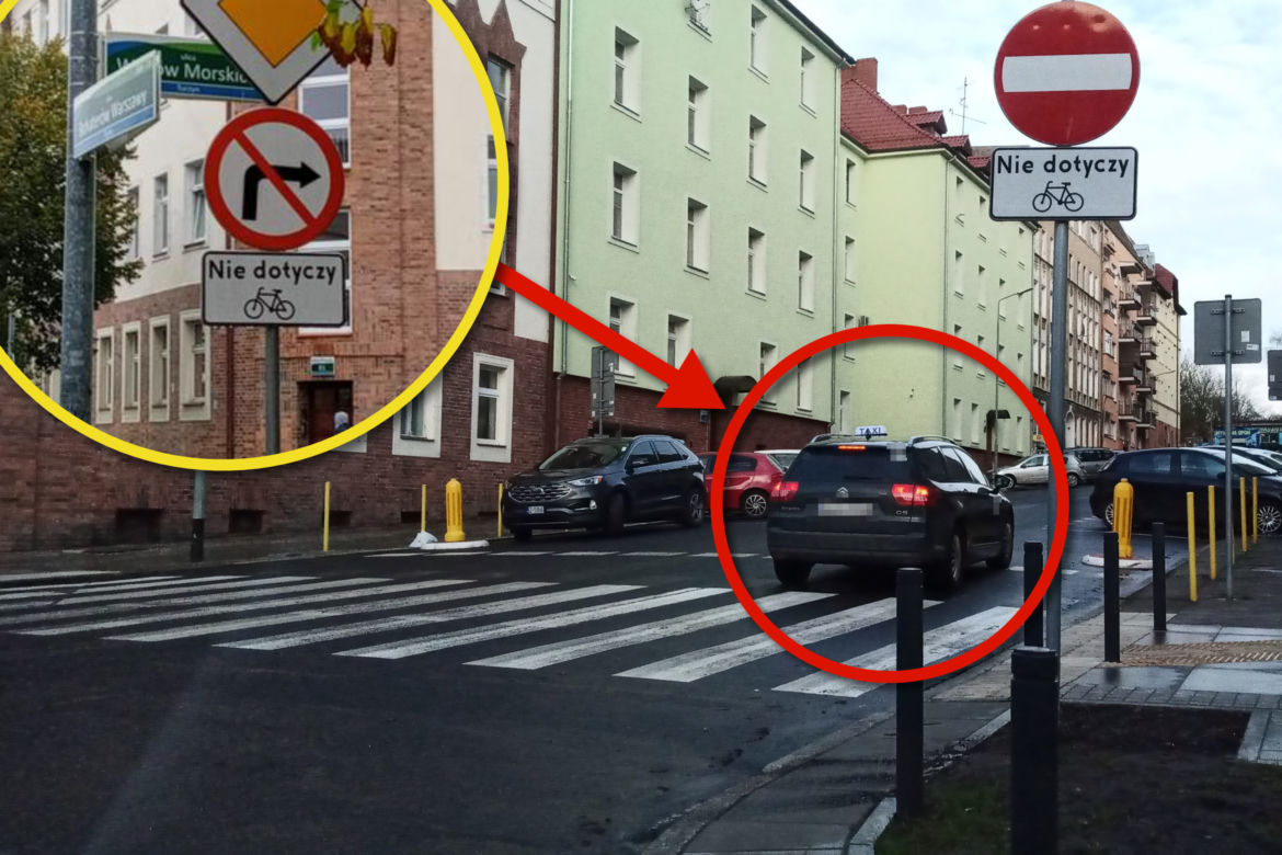 Taksówkarze jeżdżą "pod prąd" na ulicy Wilków Morskich