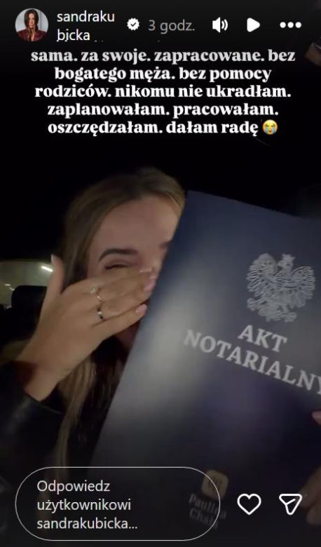 Sandra Kubicka zalała się łzami. Wyznała, że nikt jej niczego nie dał. Teraz może świętować