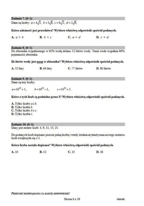 Egzamin gimnazjalny 2019 z matematyki