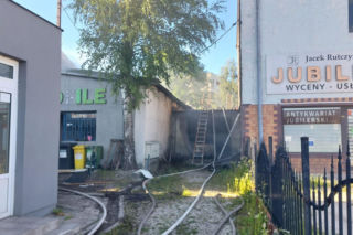 Pożar pustostanów w centrum Kielc