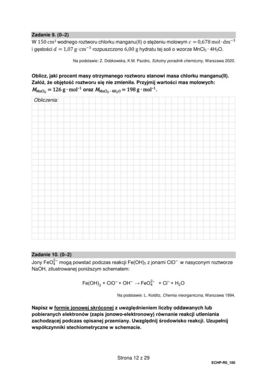 Matura 2024: chemia rozszerzona – ARKUSZ FORMUŁA 2015