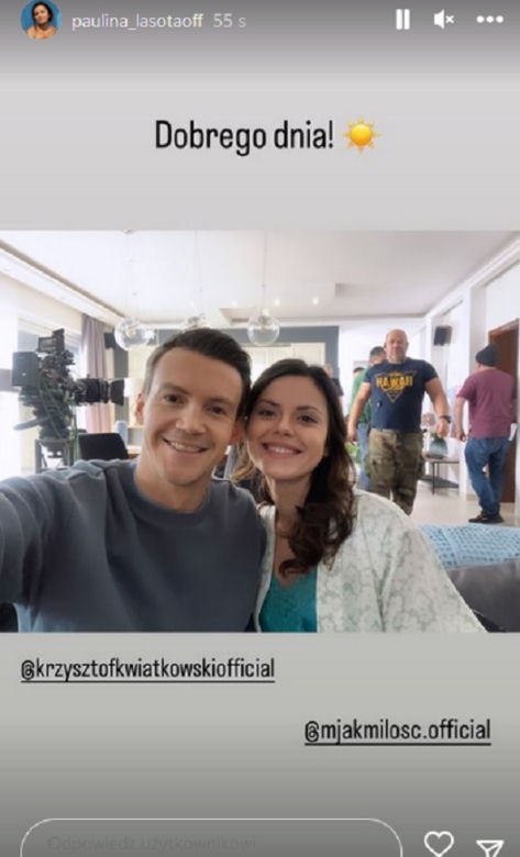 M jak miłość na planie. Jakub Karski (Krzysztof Kwiatkowski), Kasia (Paulina Lasota)