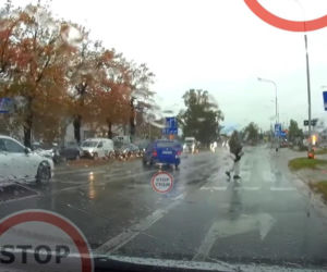 Ominął auto i prawie rozjechał pieszego. Szok na pasach we Wrocławiu! [WIDEO]