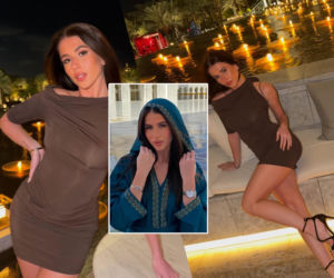 Roxie najpierw okryła się od stóp do głów. A później? Czekoladowa mini ledwo zakryła, co trzeba