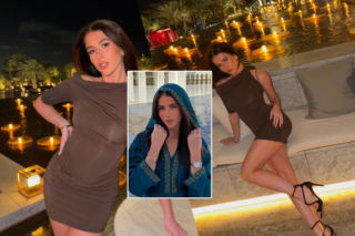 Roxie najpierw okryła się od stóp do głów. A później? Czekoladowa mini ledwo zakryła, co trzeba