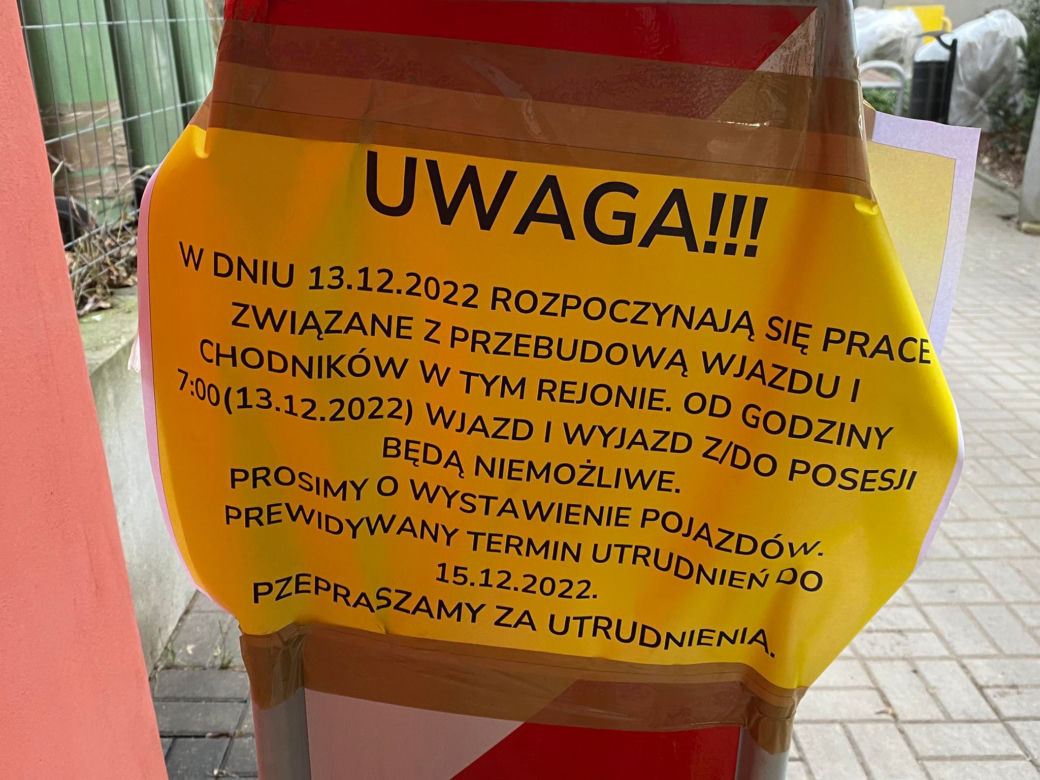 Budowa linii tramwajowej na Jar zablokowała wyjazd mieszkańcom Torunia