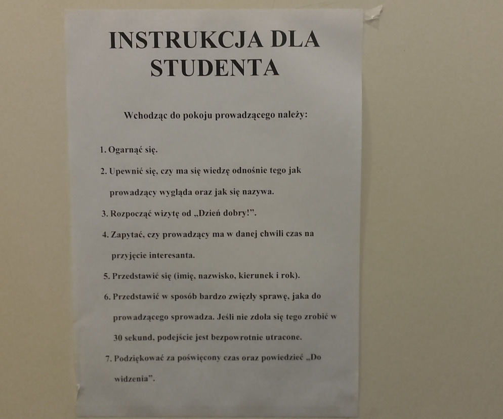 Specjalna instrukcja dla studentów