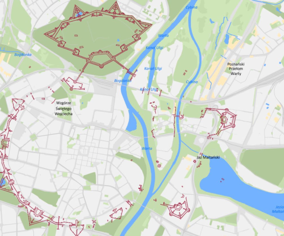 Mapa fortyfikacji w Poznaniu