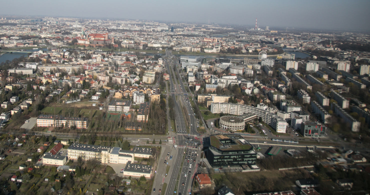 Kraków z lotu ptaka w czasie kwarantanny