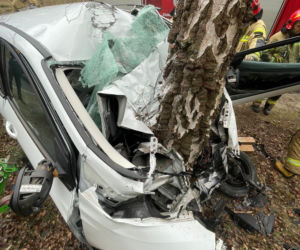 Groźny wypadek pod Bydgoszczą! Kierowca zakleszczony w aucie po uderzeniu w drzewo