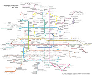 Metro w Pekinie ma na razie 14 linii, ale szybko sie rozbudowuje - trwają prace nad kolejnymi siedmioma...