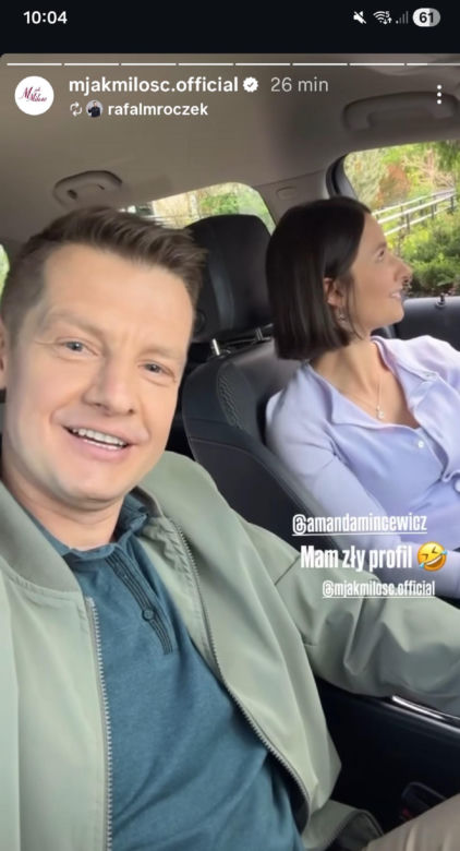 M jak miłość po wakacjach. Agnes (Amanda Mincewicz), Paweł (Rafał Mroczek) na planie