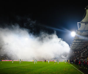 Arka Gdynia - Lechia Gdańsk: Zdjęcia kibiców z derbów Trójmiasta w ramach 23. kolejki PKO BP Ekstraklasy