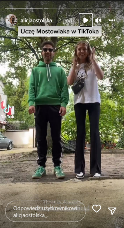 M jak miłość. Ala (Alicja Ostolska), Mateusz (Krystian Domagała) na planie 