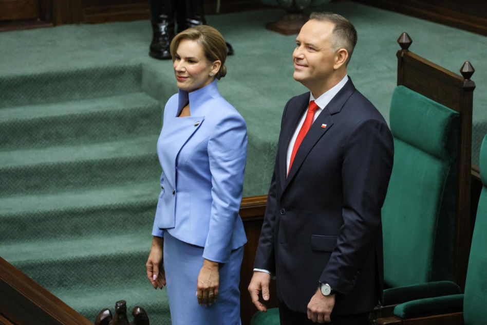 Prezydent-elekt Karol Nawrocki z żoną Martą Nawrocką tuż przed zaprzysiężeniem