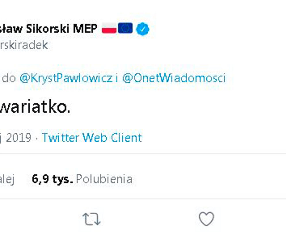 Sikorski do Pawłowicz: bujaj się, wariatko