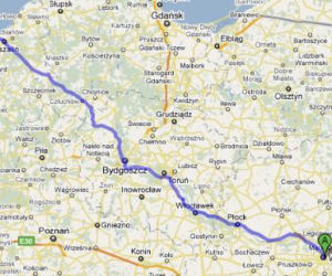 Trasa 25 Warszawa-Kołobrzeg - mapka