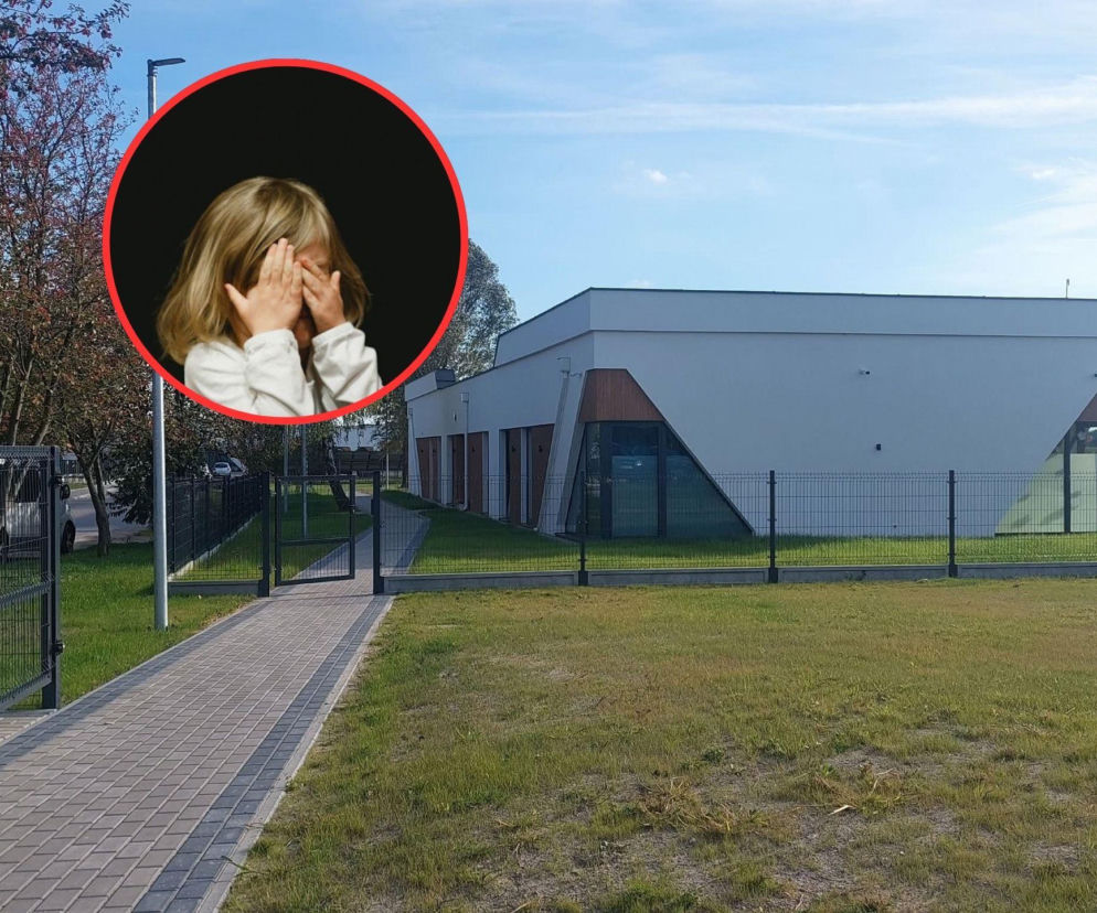 Budynek żłobka w Łubiance. Na miniaturze dziecko zasłaniające twarz. O śledztwie prokuratury przeczytasz na Eska Toruń.