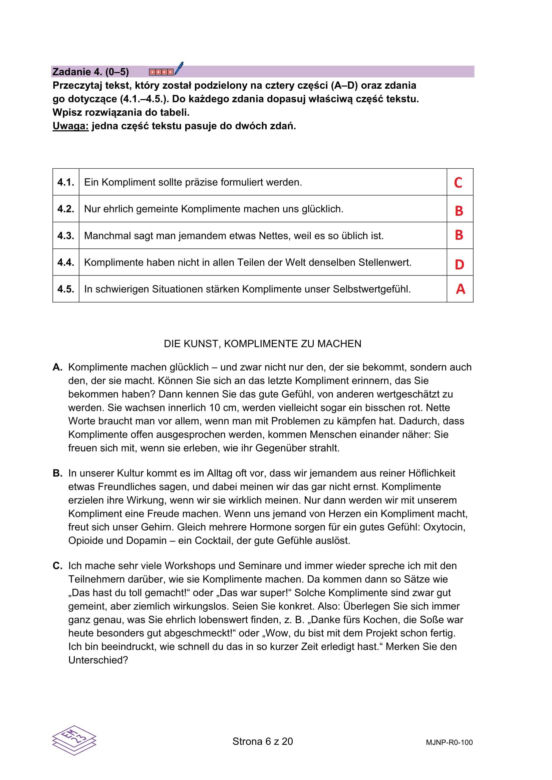 Matura 2025 niemiecki rozszerzony - odpowiedzi do arkusza CKE 13.05.2025 - Formuła 2023