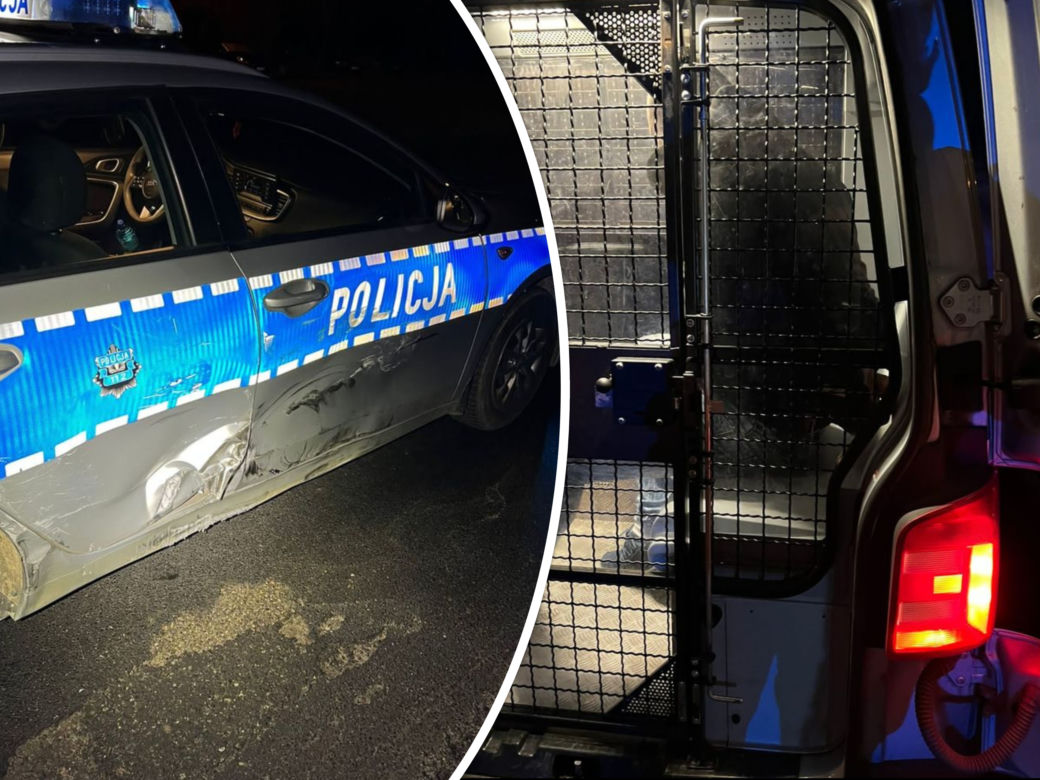 45-latek staranował radiowóz, potem ruszył na policjanta