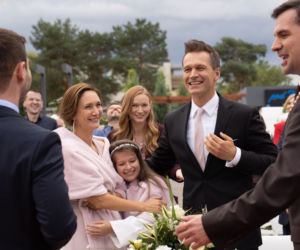 Na dobre i na złe odc. 721. Falkowicz (Michał Żebrowski), Kasia (Ilona Ostrowska), Wiktoria (Katarzyna Dąbrowska), Matylda (Amelia Czaja)
