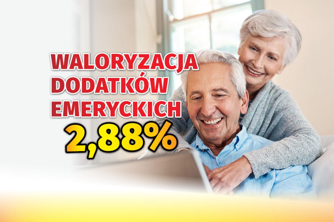 Waloryzacja dodatków do emerytur 2,88 proc.