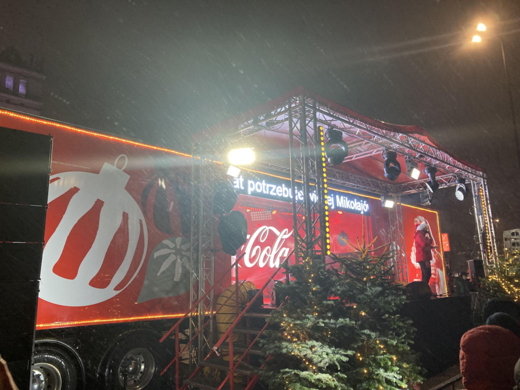 Świąteczna ciężarówka Coca-Coli w Warszawie