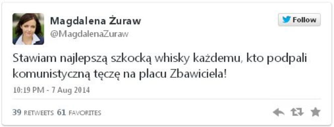 Aniołek Kaczyńskiego namawia do podpalenia tęczy