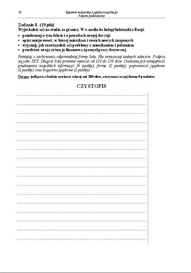Matura 2013: języka rosyjskiego (poziom podstawowy)