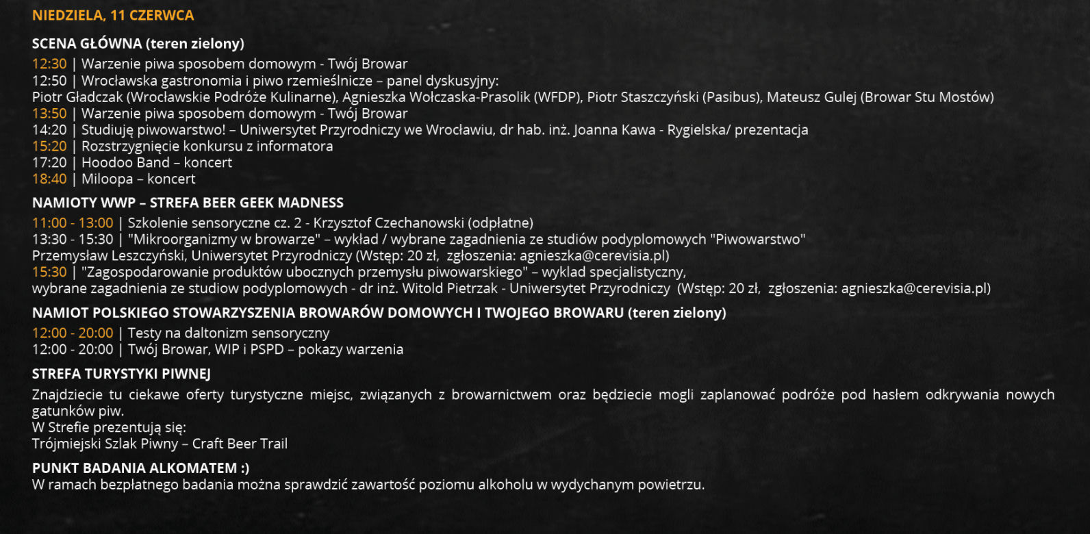 Program Wrocławskiego Festiwalu Dobrego Piwa - niedziela