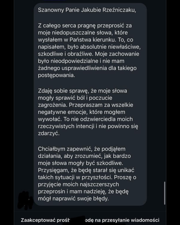 Jakub Rzeźniczak zgłosił hejtera na policję. Opublikował wiadomości z groźbami