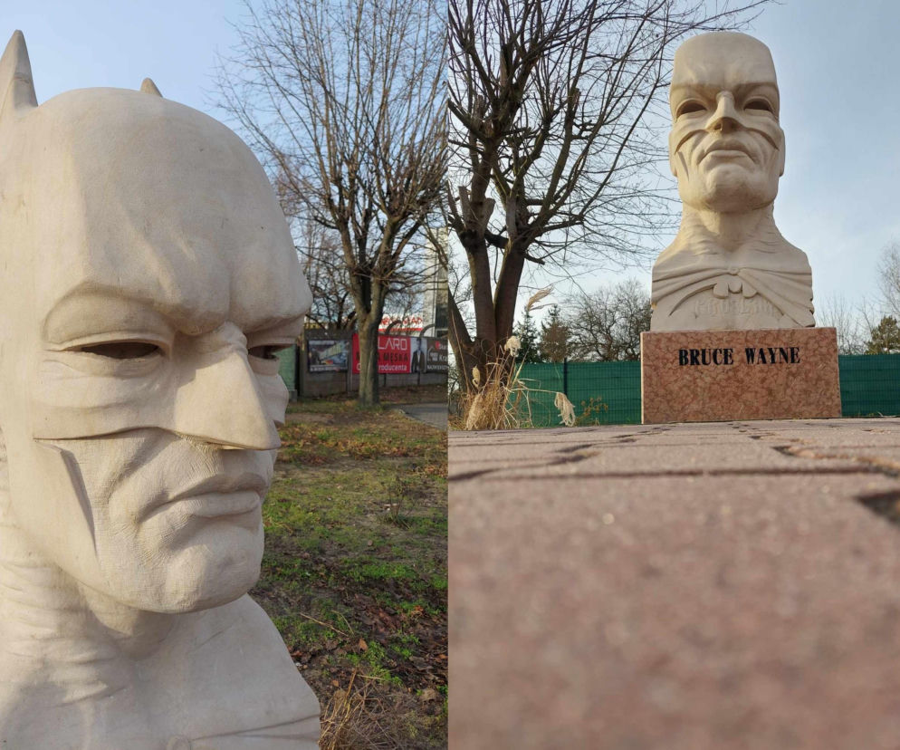 Popiersie BATMANA stoi przed budynkiem urzędu w Suchedniowie