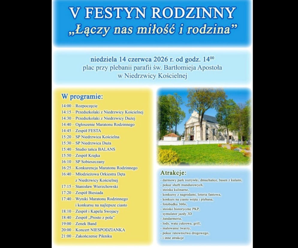 Lubelskie - Niedrzwica Kościelna zaprasza na festyn rodzinny