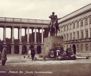 Pomnik księcia Józefa Poniatowskiego i Pałac Saski przed wojną