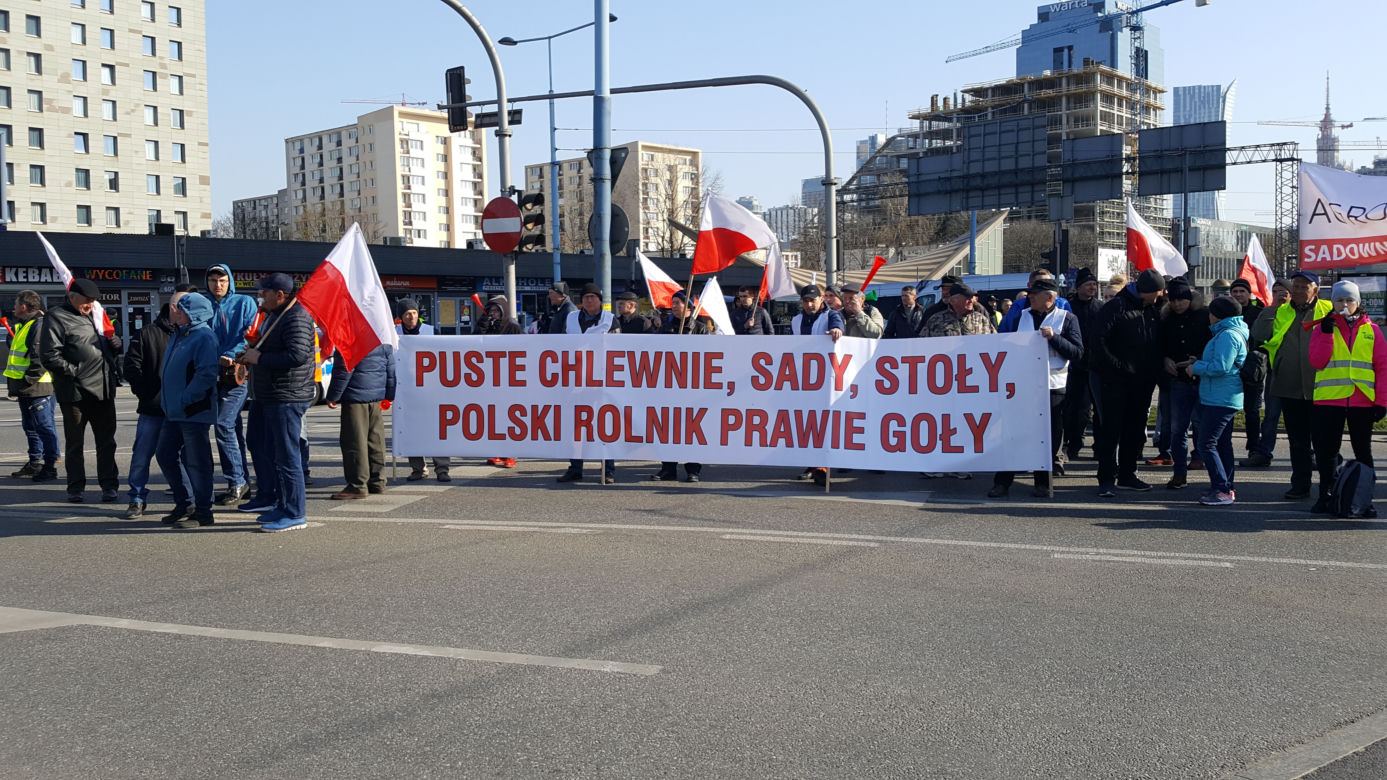Protest rolników w centrum Warszawy