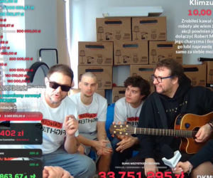 Tomasz Karolak, Adam Zdrójkowski i Mateusz Pawłowski na streamie Łatwoganga