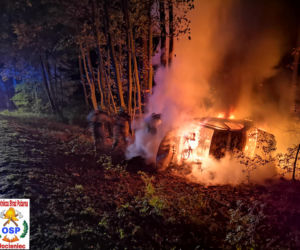 Pożar samochodu na trasie Złocieniec - Siecino.