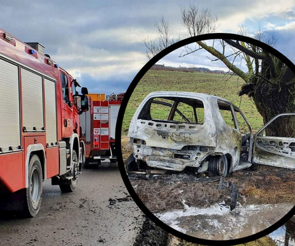 Makabra pod Sochaczewem. Strażacy znaleźli zwęglone zwłoki w seicento