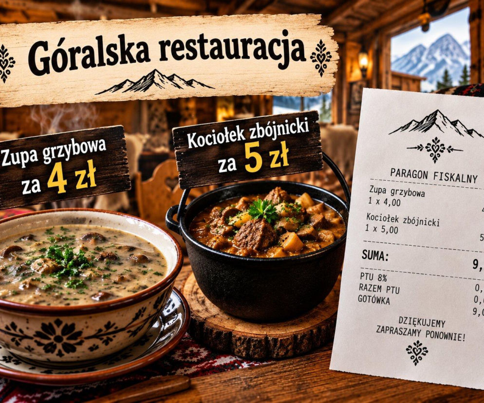 Grzybowa za 4 zł, kociołek zbójnicki za 5 zł. Góralska restauracja pokazała paragon i się zaczęło