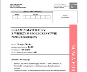 Matura 2019. Wiedza o społeczeństwie. Arkusze CKE WOS rozszerzony