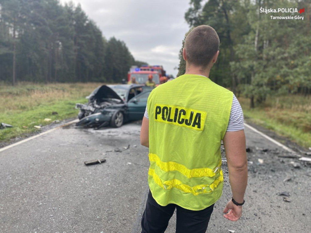 Wypadek na DW908 w powiecie tarnogórskim. Śmigłowiec zabrał 19-latkę do szpitala w Sosnowcu