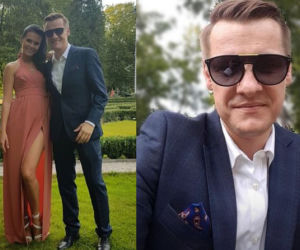 Marcin Mroczek i jego żona Marlena na ślubie