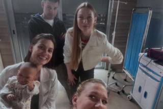 Na dobre i na złe nowy sezon. Blanka (Pola Gonciarz), Mario (Marcin Korcz), policjantka (Magdalena Wróbel), Wiktoria (Katarzyna Dąbrowska)