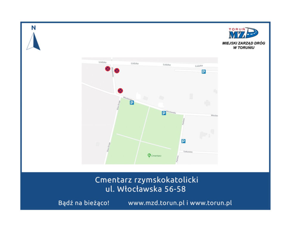 Zmiana organizacji ruchu przy cmentarzach w Toruniu. Mapy obowiązują w okresie Wszystkich Świętych