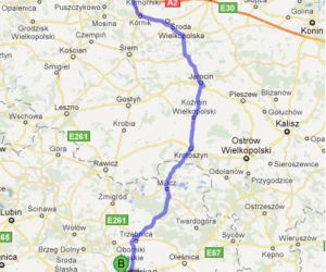 Trasa 11 i 15 Poznań-Wrocław - mapka