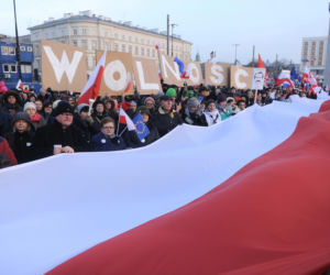 Manifestacja KOD w obronie Lecha Wałęsy w Warszawie (luty 2016)
